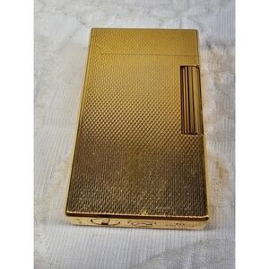 Rare IM Corona Vintage Gold Slim Butane Lighter Diamond Textured Japan PAT P